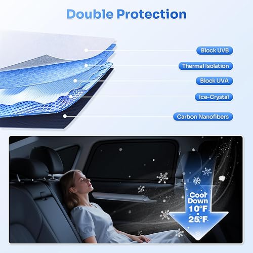 Miniatura 10 de Canvcle Parasoles para parabrisas Ford Ranger 2019-2023 de 4 puertas, para ventanas laterales y traseras, visera solar, cubierta de privacidad que