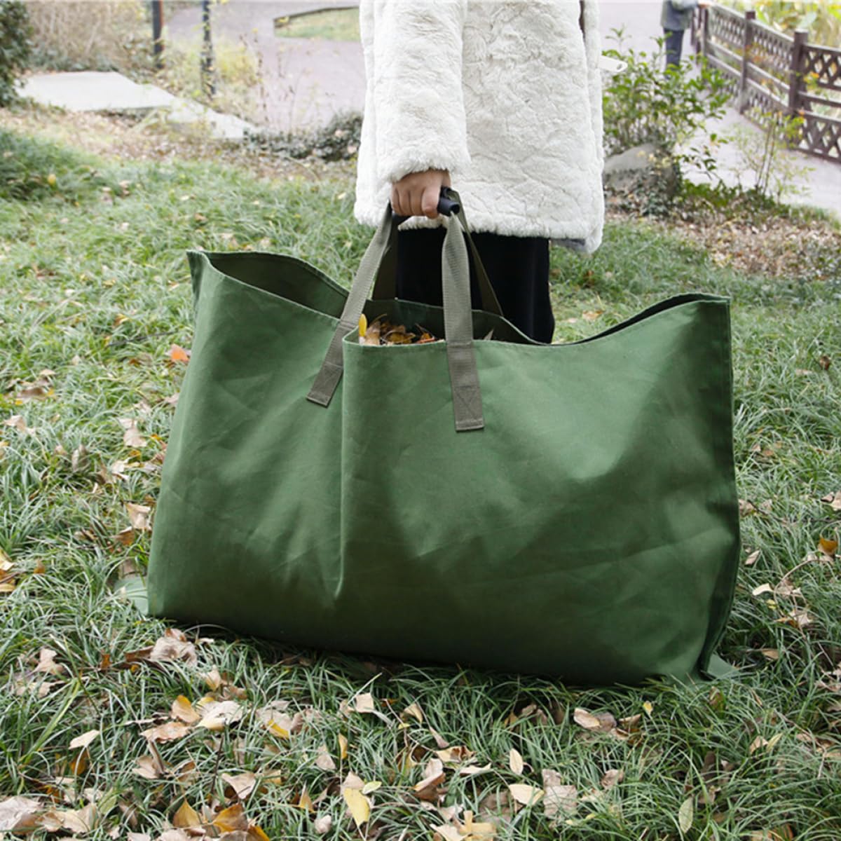 SUPVOX Großer Gartensack mit Griffen Wasserabweisender Faltbarer Laubsammler für Gartenabfälle und Rasenschnitt Robuste Aufbewahrungstasche für Garten Balkon und Terrasse Wiederverwendbar