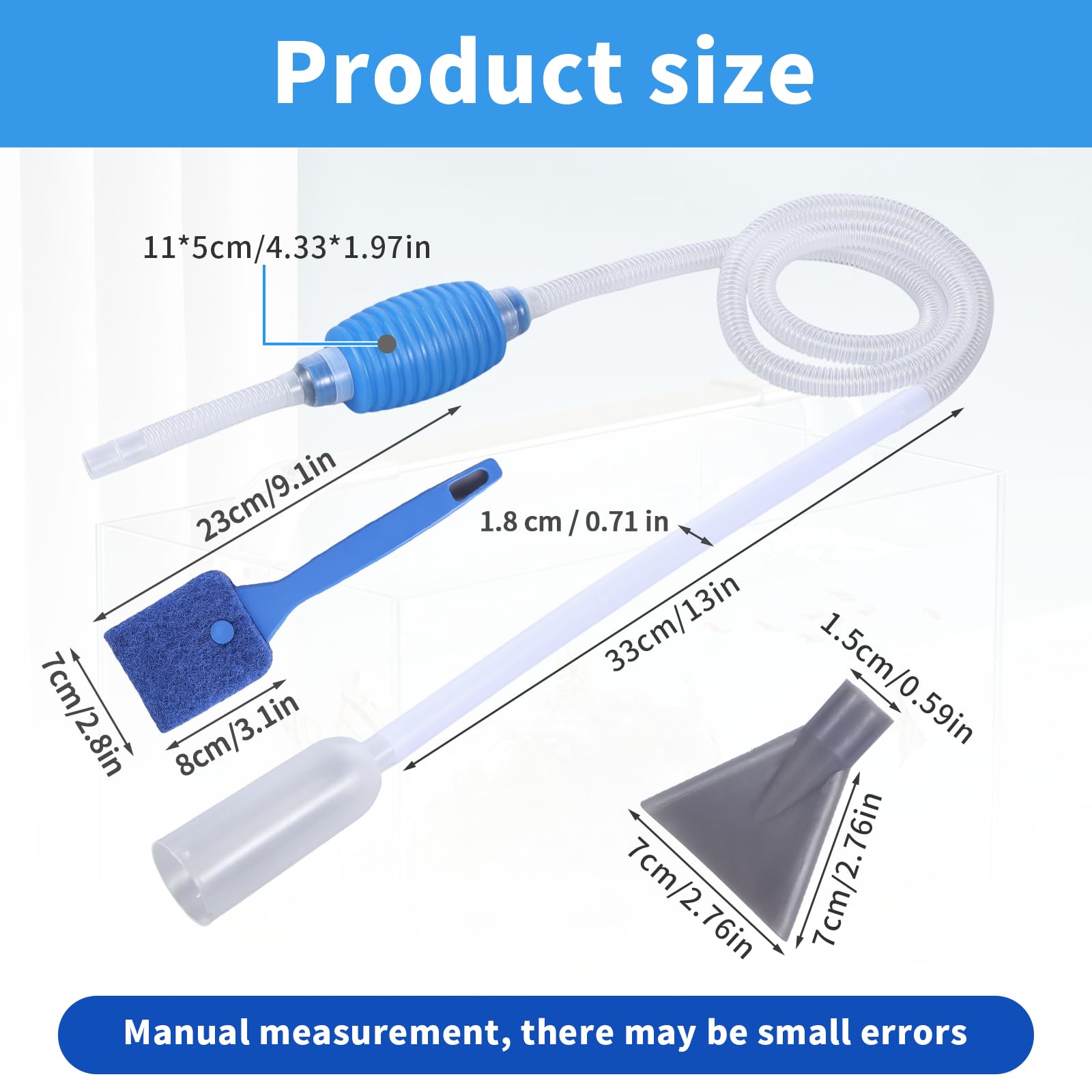 Siphon Fish Tank Cleaner with Scraper, Gravel Vacuum for Aquarium Hand Aquarium Vacuum Gravel Cleaner, Fish Tank Accessories - Image 2