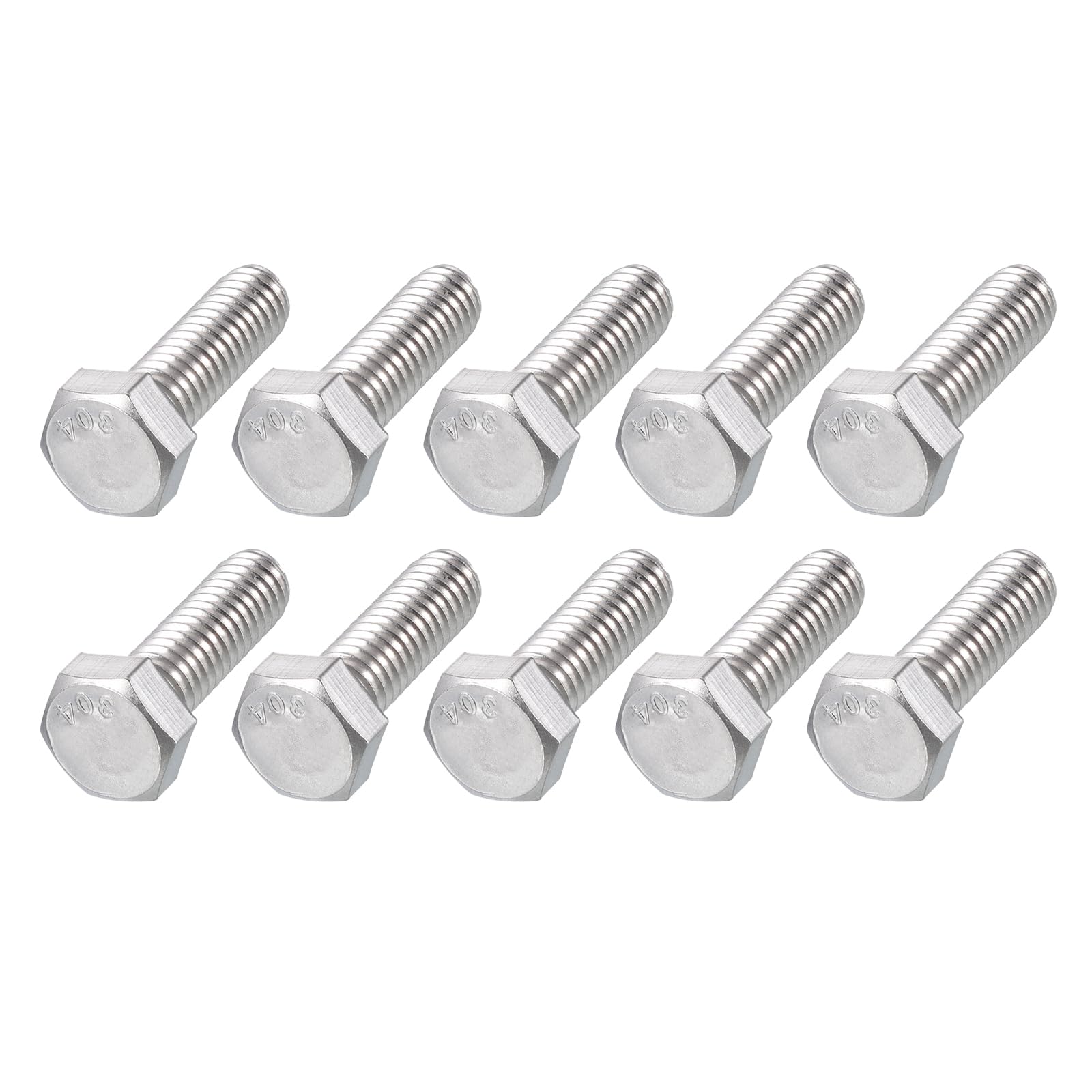 METALLIXITY Hex Head Bolts (5/16-18 x 1") 10Pcs, 304 Stainless Steel 18-8, Fully Threaded, External Hex Drive, Plain Finish