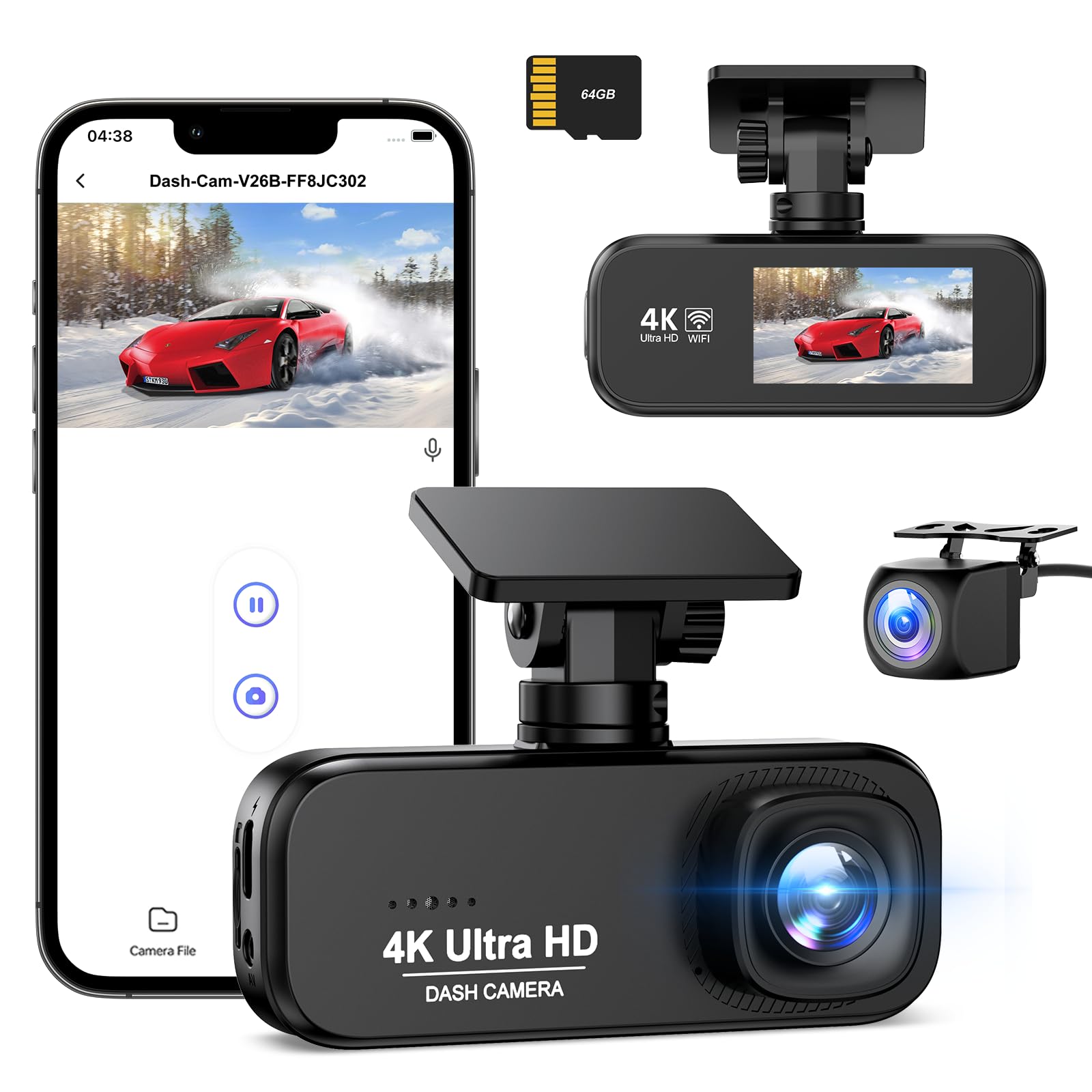 Amazon.co.jp: ドライブレコーダー ドラレコ 前後カメラ 4K UHD 800万