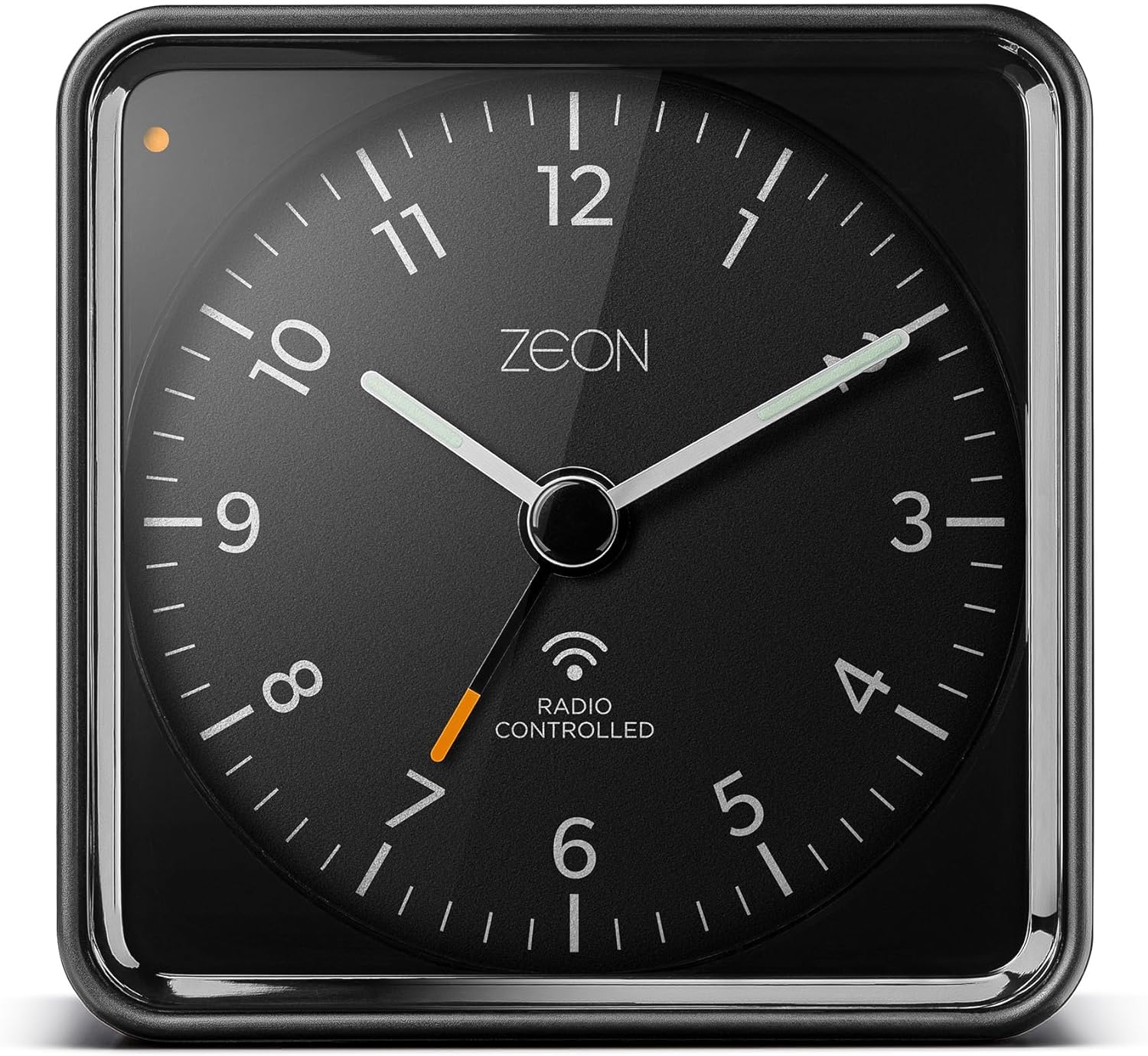 ZEON CE4550-DCF Radio Alarm Clock for Central European Time Zone (DCF/GMT+1) with Light and Snooze Function, Silent Battery Operated Alarm Clock in Black