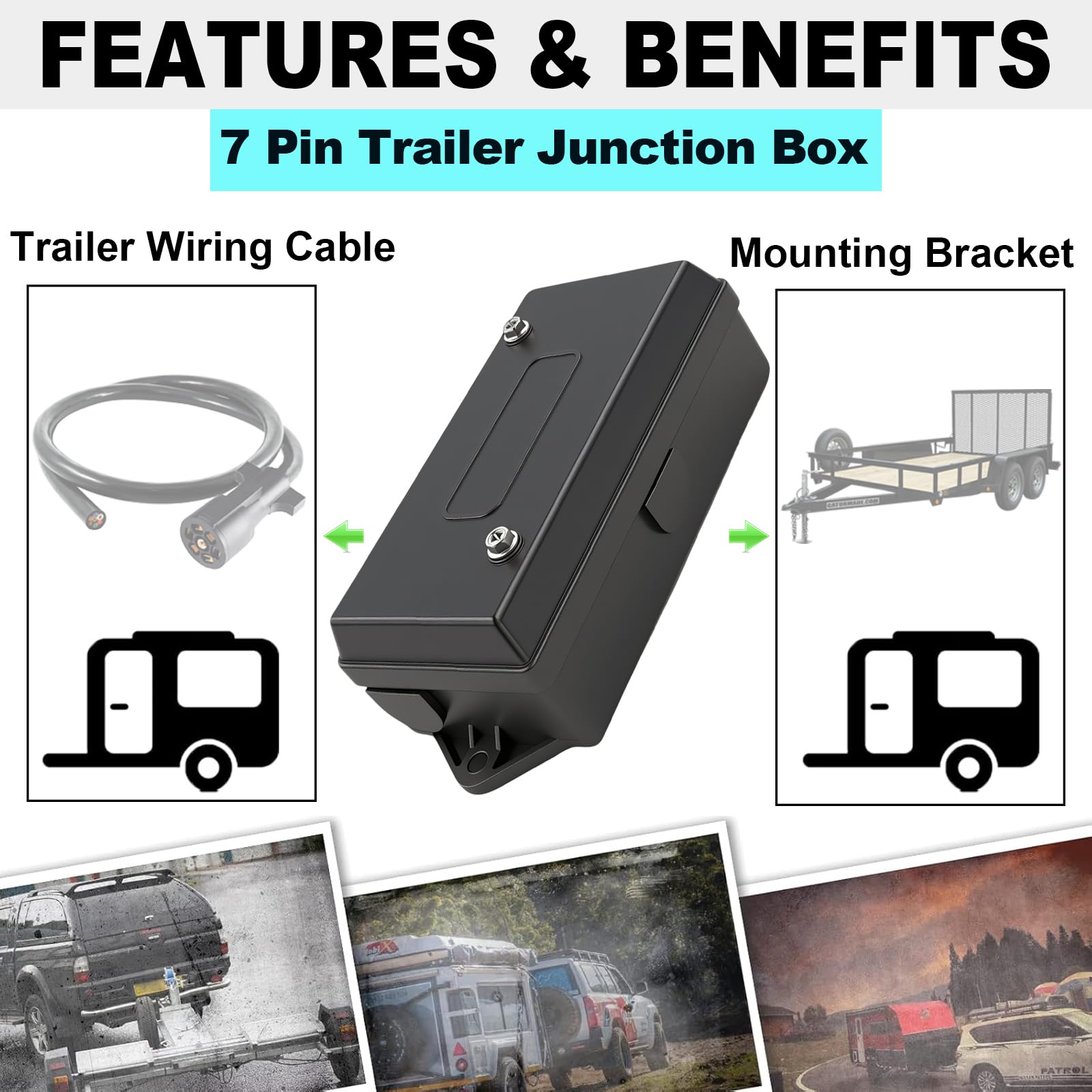 Snapklik.com : 7 Way Trailer Junction Box Heavy Duty Trailer Wiring
