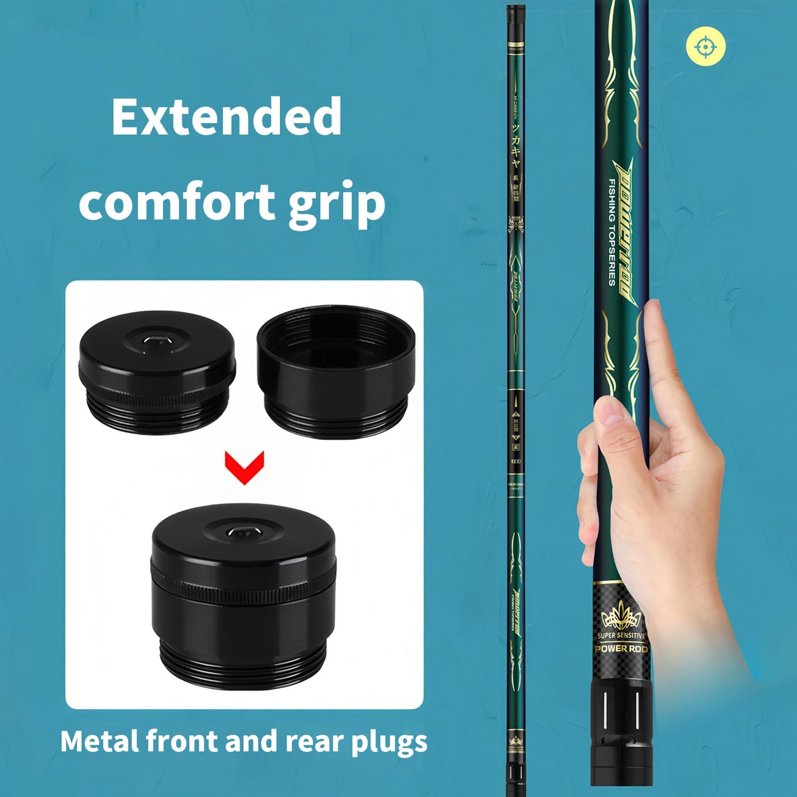 ZFF Telescopic fishing rods-8m 9m 10m 11m 12m 13m 14m 15m 16m Ultra Hard Ultralight Carbon Fiber material Non-Slip Grip and 360° Swivel Tip fishing poles travel rods Long Range(16m)