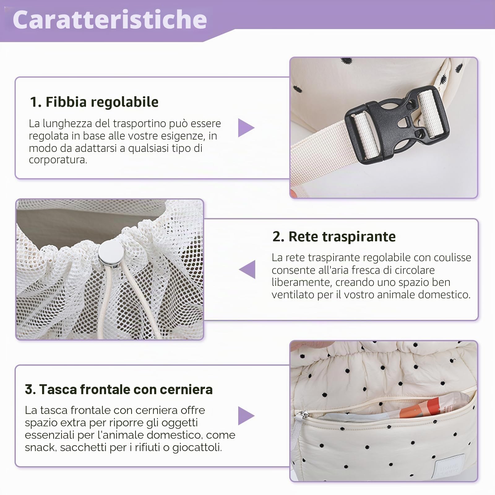 Zaino da viaggio per cuccioli, regolabile con coulisse traspirante, design a testa fuori per escursioni fino a 6 kg di animali domestici (nero)