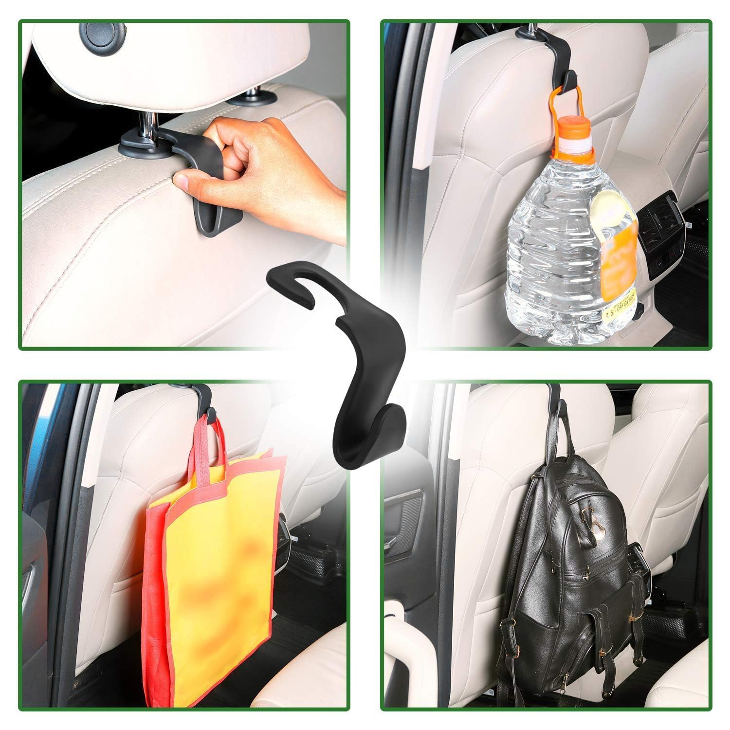 AR Mall Car Backseat Headrest Hook – 4 Pcs Plastic Hanging Storage Holder – Car Organizer – Space Saving Organiser for Handbags, Wallets,Grocery Bags, Umbrella Caps – Suitable for All Cars