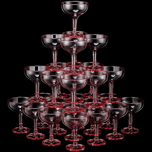 Miniatura 8 de 150 copas de champán de 5 onzas de plástico irrompibles de Martini desechables, copas de vino apilables con tallo de champán, copas inastillables