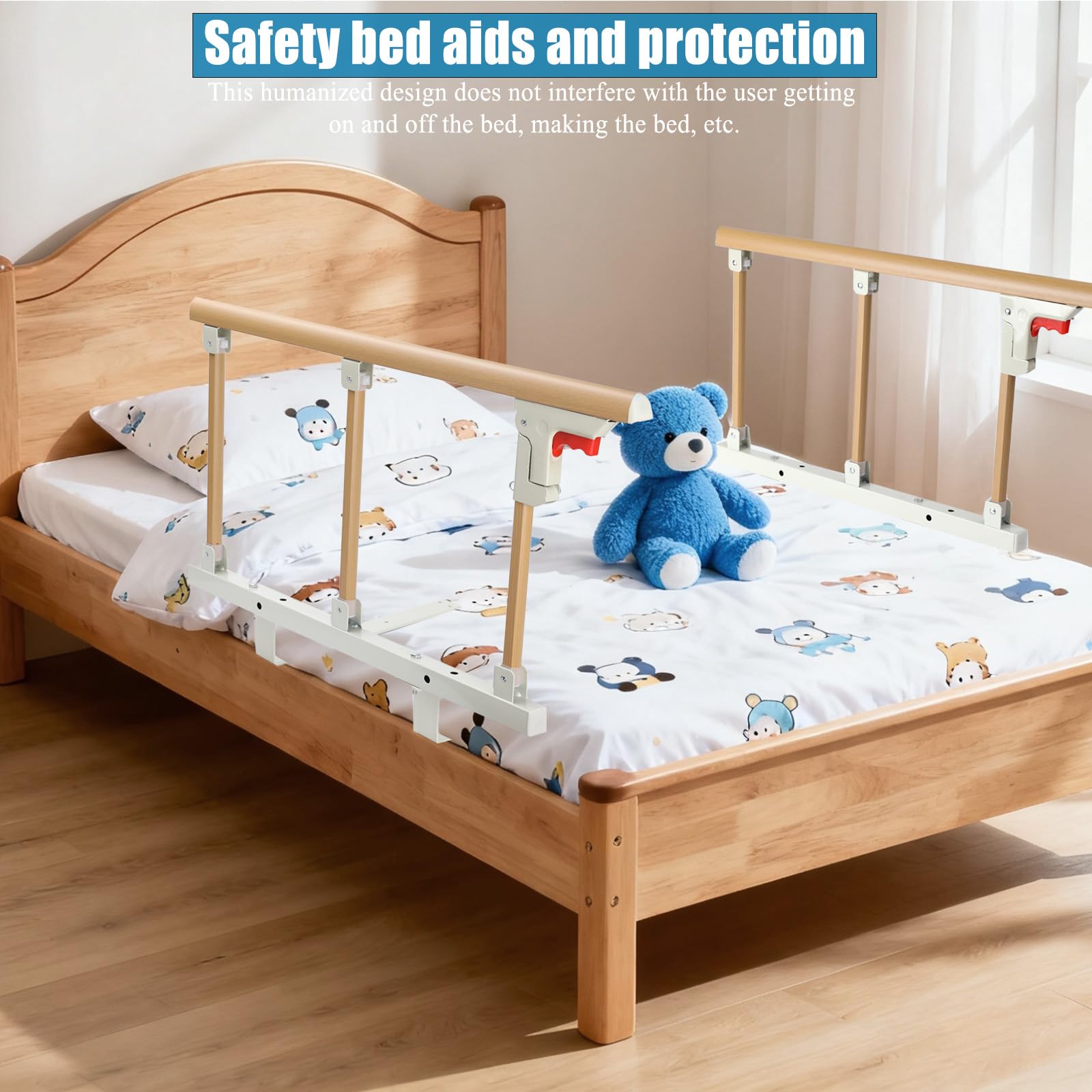 Sponda Letto Anziani, Sponda Sicurezza da Portatile, Barriera per Letto in Metallo, Griglia per Letto Pieghevole Anticaduta Barriera Letto per Anziani, Disabili, Adulti e Bambini