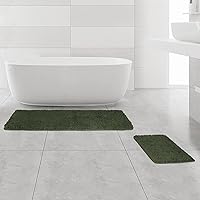 Vista 71 de Yeaban Juego de alfombras de baño verde manzana 2 piezas (20" x 32" y 17" x 24"), tapetes de baño de felpilla gruesa Alfombras de baño absorbentes