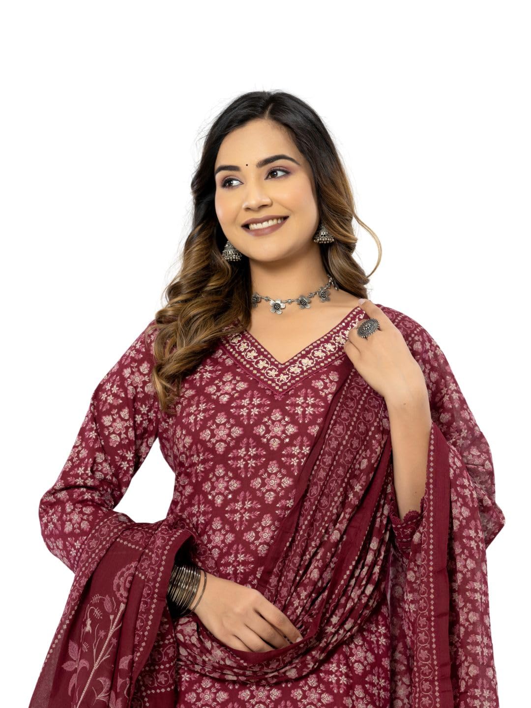 Amayra Women's Cotton Printed Straight Kurta with Pant and Dupatta Set - Image 7