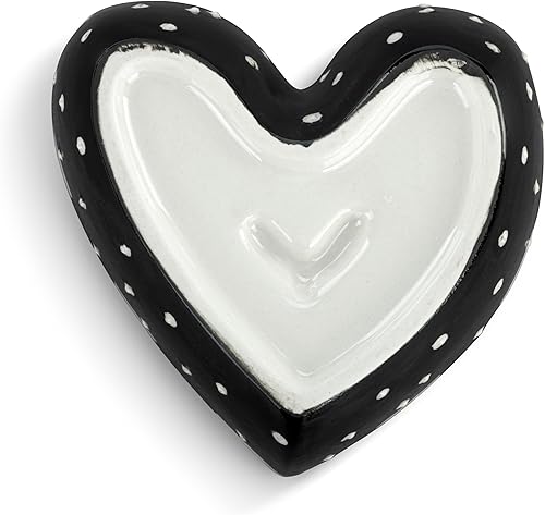Miniatura 3 de DEMDACO Heartful Home by Tracy Pesche Collection - Recipiente pequeño de cerámica de 4 x 4 pulgadas, diseño de corazón rojo con ribete negro