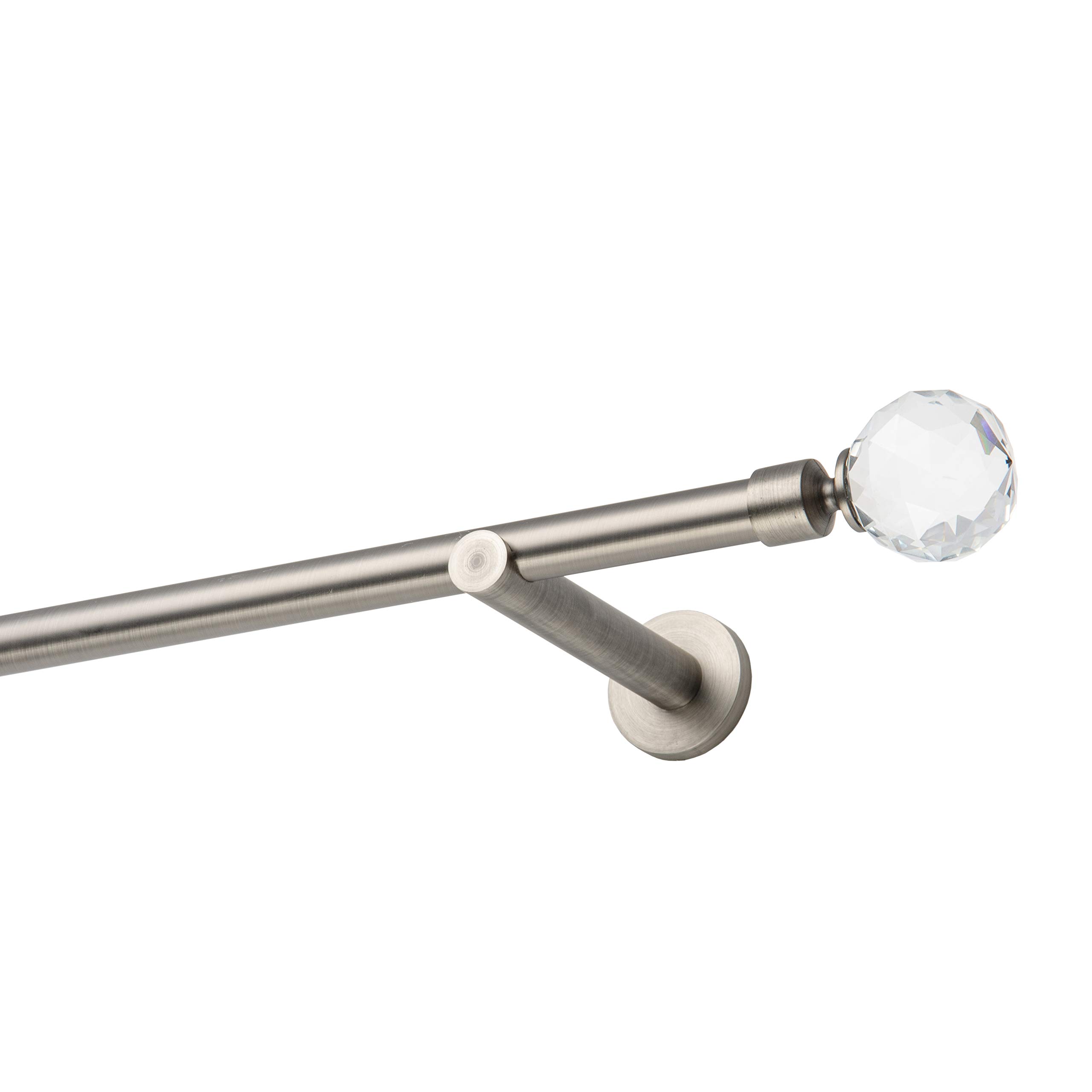 MDEKOR Tringle à rideau 19 mm - 1 voie / 2 voies - Acier antique - 120-600 cm - Boule cristal (acier antique, boule en cristal, 1 voie P, 140 cm)