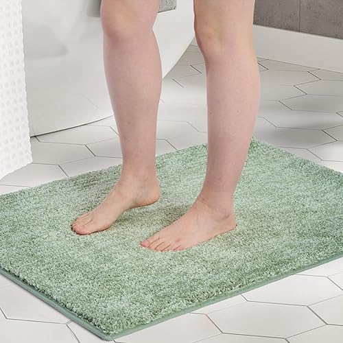 FRESHMINT Melange - Alfombra de baño suave absorbente de agua de 17 x 24 pulgadas, tapete de ducha antideslizante y lavable, accesorios de