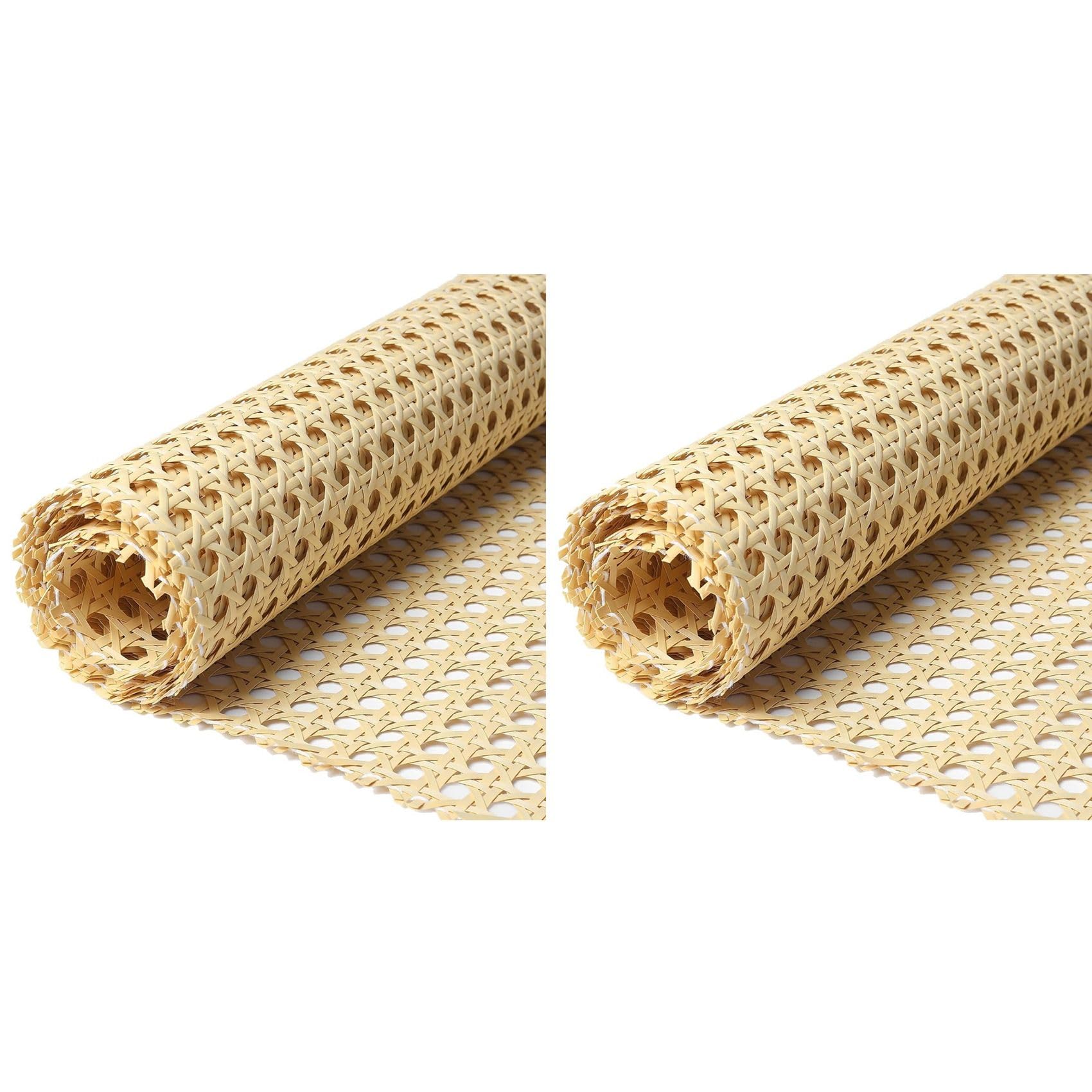 Hndhbfgrt 2pcs 80-Inch Long (6.6 Ft) Rattan Webbing Rolls 16-Inch Wide Natural Rattan Webbing for Furniture,Chairs, Cabinets