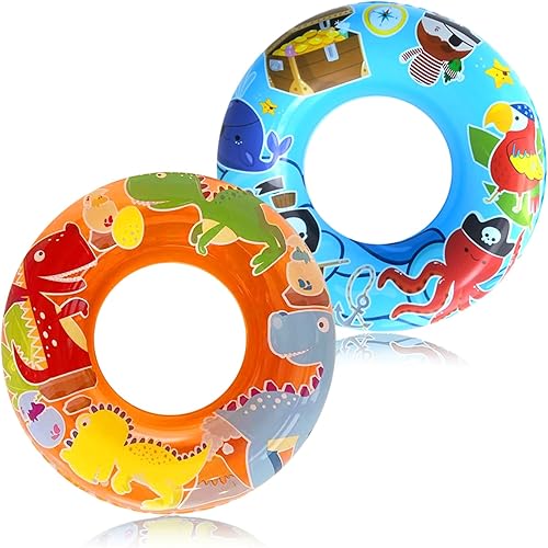 Juego de flotadores de piscina para niños de 3 a 6 años, tubos interiores con temática de pirata y dinosaurio para diversión de verano, tubos de