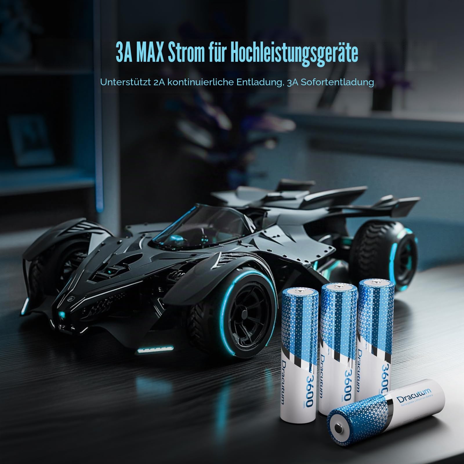 Wiederaufladbare AA Lithium Akkus 12 Pack mit Ladegerät, 1.5V 3600mWh Hohe Kapazität Wiederaufladbare AA Akkus, 2000 Zyklen Lang anhaltende Li-Ion Doubel A Batterien