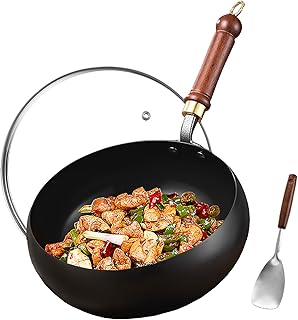 Carbon Carbon Steel Wok with Glass Lid