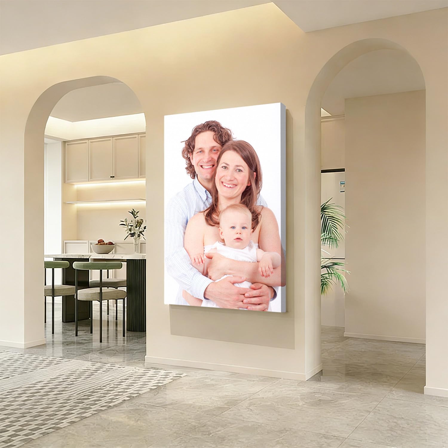 Fotos personalizadas en lienzo enmarcadas 60x120cm (24x47in), impresión personalizada de fotos con marco DIY, póster personalizado en lienzo para familia, amigo, amante, mascota, regalo de boda