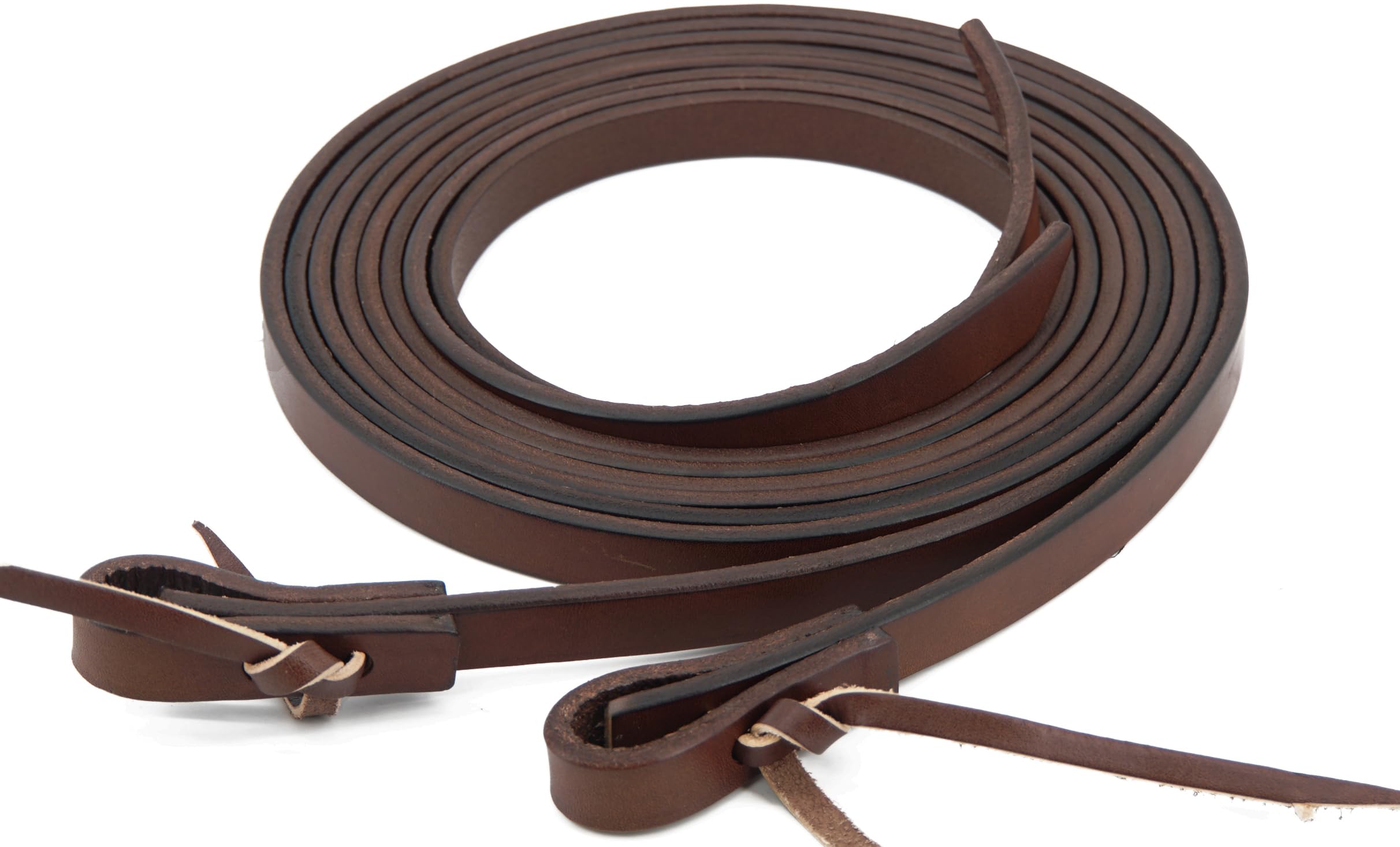 Jeereal Leather Split Reins - Heavy - Broken - Soft Ranch Reins for Western Horse ProTack, 5/8" x 8ft (Brown)