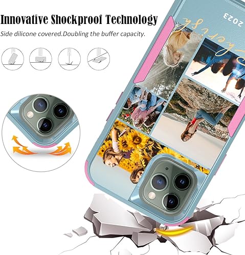 Vista 144 de Funda de fotos personalizada para Apple iPhone 11 Pro Max, patrón de collage a cuadros, personalizado para hacer imágenes en gruesa 3 híbrida Rosa