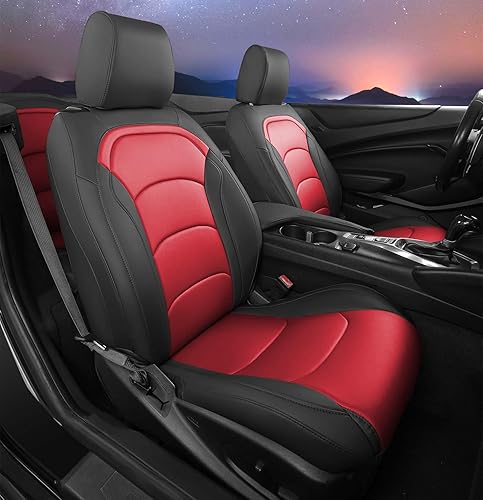 Miniatura 12 de Funda de asiento para Camaro Convertible LT LS RS SS 2016-2024 6ª generación (asientos estándar), fundas de asiento de piel sintética de ajuste