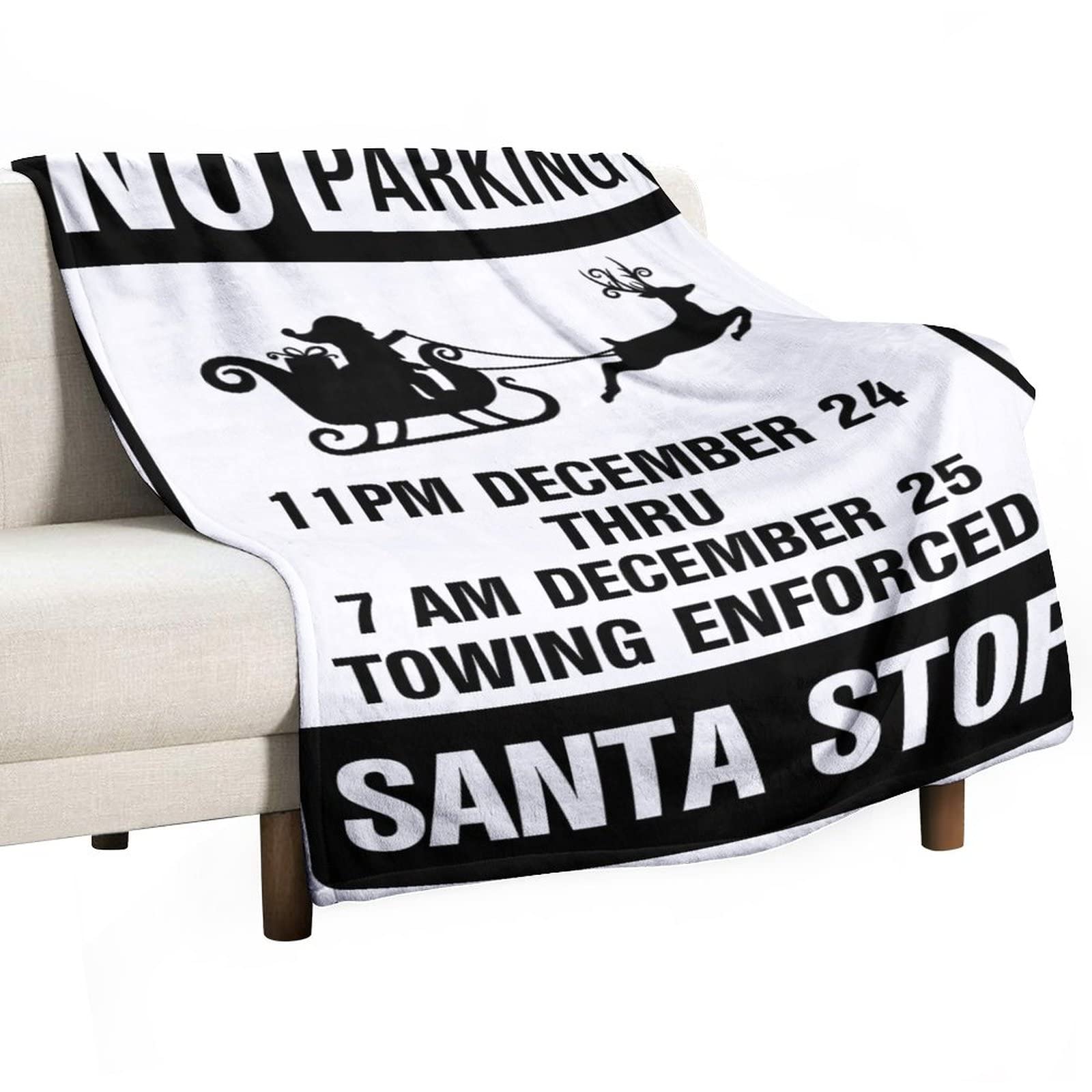 Couverture polaire chaude réversible haut de gamme avec finition duveteuse Santa Stop