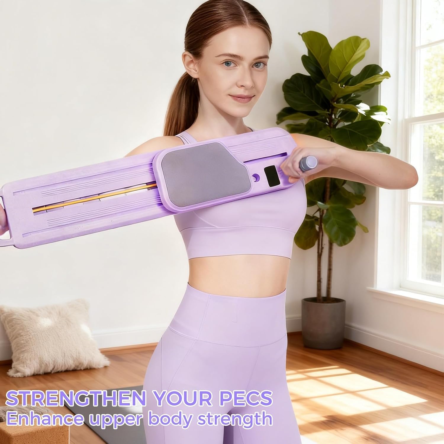 Pilates Board,Pilates Reformer Board, Pilates Board for Home Workout, Portable Pilates Reformer, 9 in 1 Foldable Pilates Equipment with Timer & Resistance Band, Fitness, Exercise, Ab, Core (Purple)