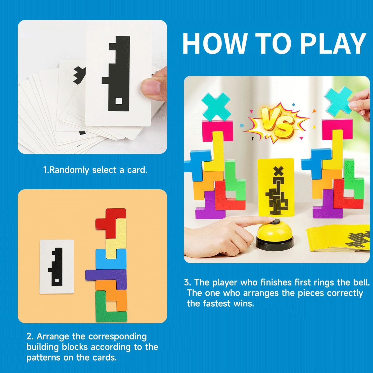 Stacking Cups and Wooden Balancing Blocks Game with Bell, Matching Puzzle STEM Educational Toy for Kids Ages 3-8, Family Party Game for Boys Girls
