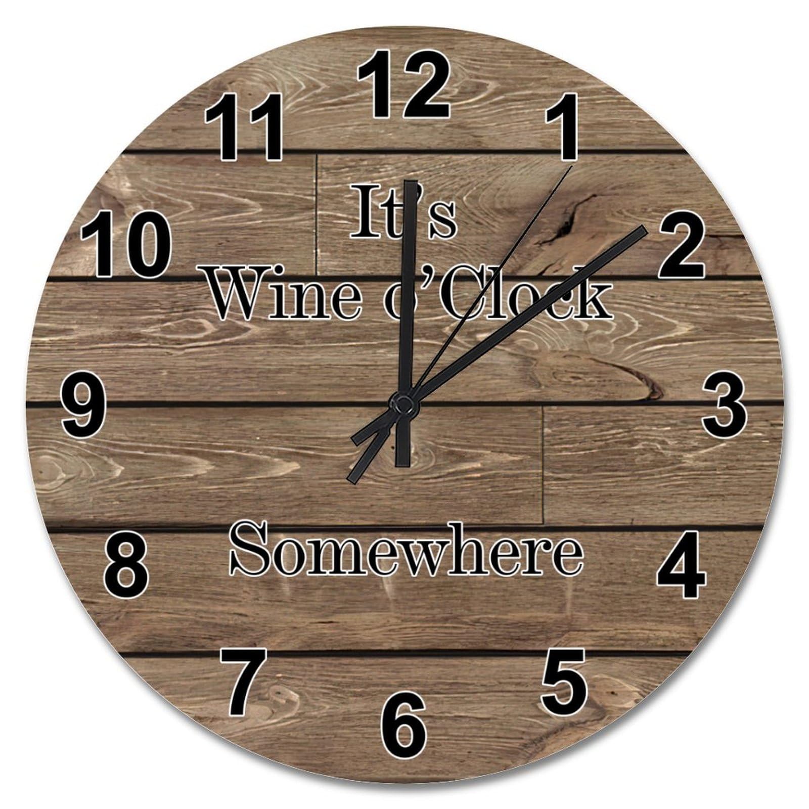 Horloge murale cuisine et salon style ferme en bois Wine O'Clock