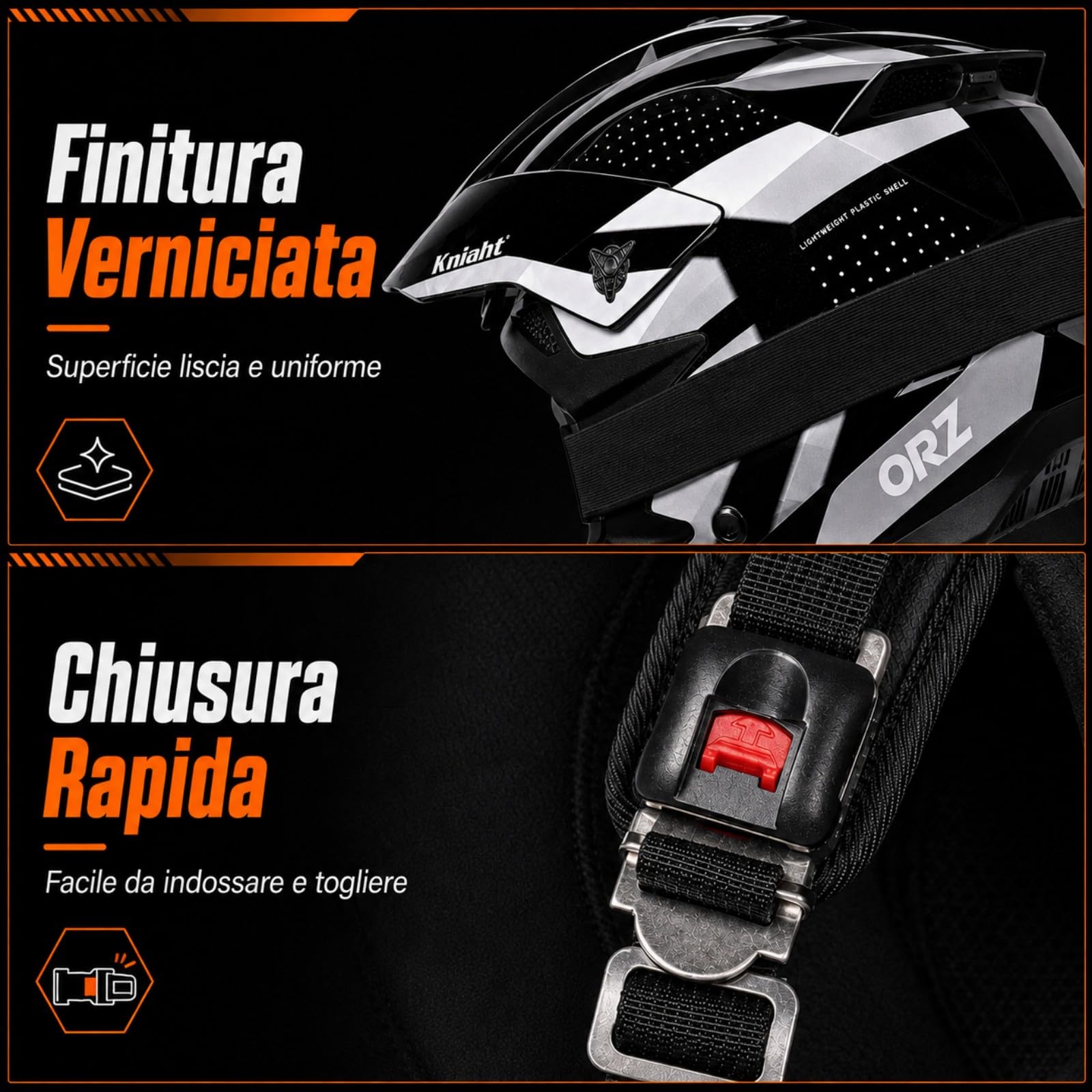 Casco Integrale MTB BMX nero e bianco con Occhiali e Guanti
