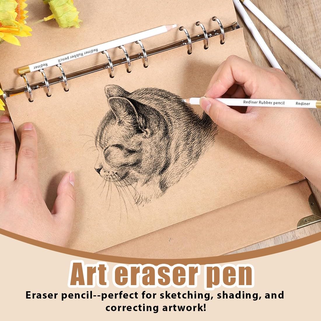 8 Pezzi di Bianco Gomma Matita Morbido Facile da Trasportare e Tenere in Mano Gomma Penna per Artista con Precisione per Schizzi, Illustrazioni Disegni a Carbone per Artisti e Principianti