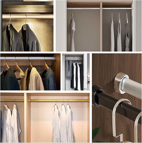 Miniatura 6 de LSMKKA Barra para colgar ropa para armario, barra ovalada para colgar ropa de 24 pulgadas, 36 pulgadas, 40, 60, 72 pulgadas, postes montados en la