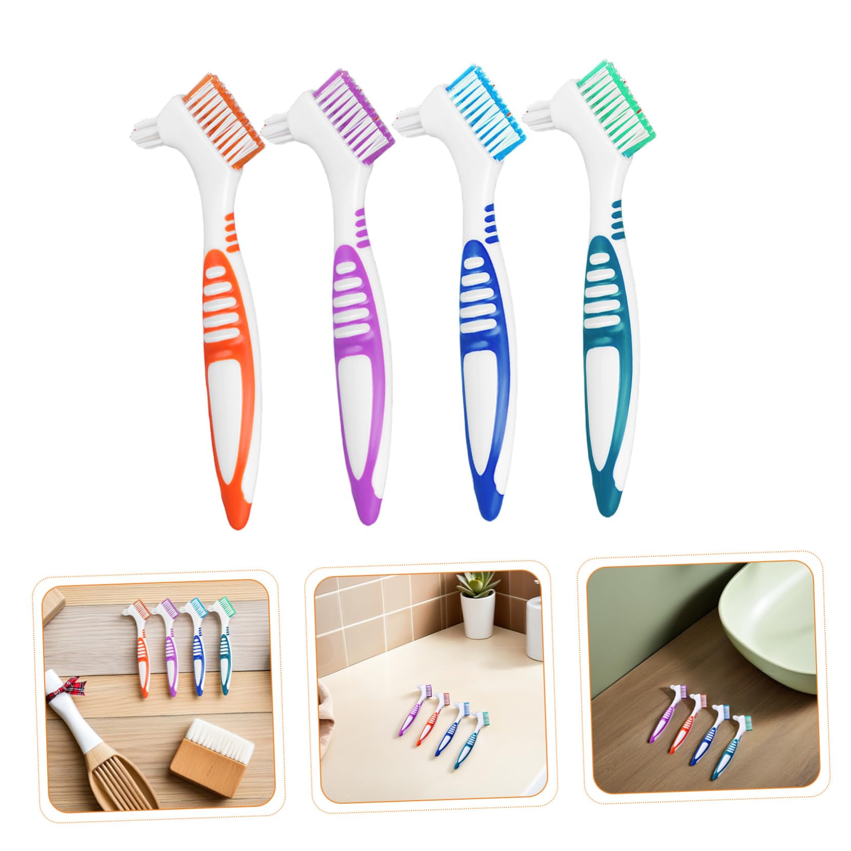Veemoon 12pezzi Spazzolino Per Protesi Dentarie Mobili Da Design Doppia Faccia Strumento Per Pulizia Di Dentiere e Apparecchi Ortodontici Morbido e Ergonomico Per Uso Quotidiano e Portatil