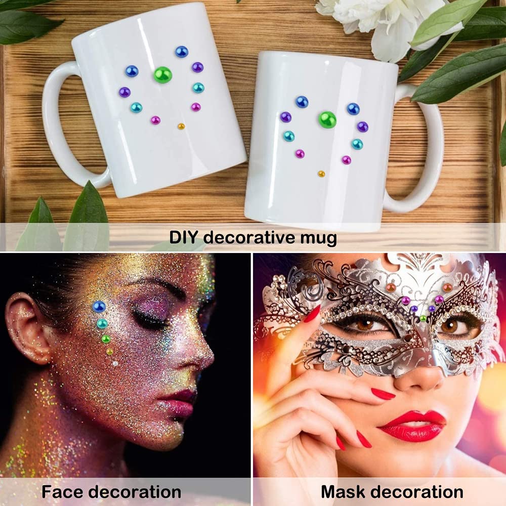 Perle D'imitazione ABS Colorate 2-14mm Mezza Tonda Flatback Resina Perla Colla Su Strass Perline Nail Art Gioielli Artigianato Fai Da Te Decor-viola Chiaro, 5mm 500 Pezzi - Foto 4