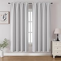 Vista 92 de CUCRAF - Cortinas opacas beige de 45 pulgadas, juego de 2 paneles con bolsillo para barra, cortinas para oscurecer dormitorios y sala de estar