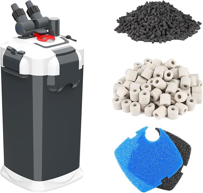 fishkeeper 225GPH Canister Filter, 3-Stage Filtration Aquarium Filter with Quartz