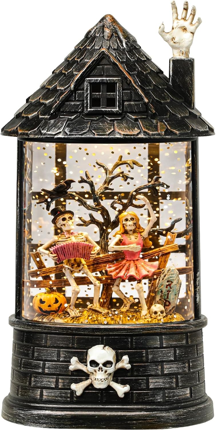 Halloween Snow Globe Skeleton Halloween Decorations Indoor for Home