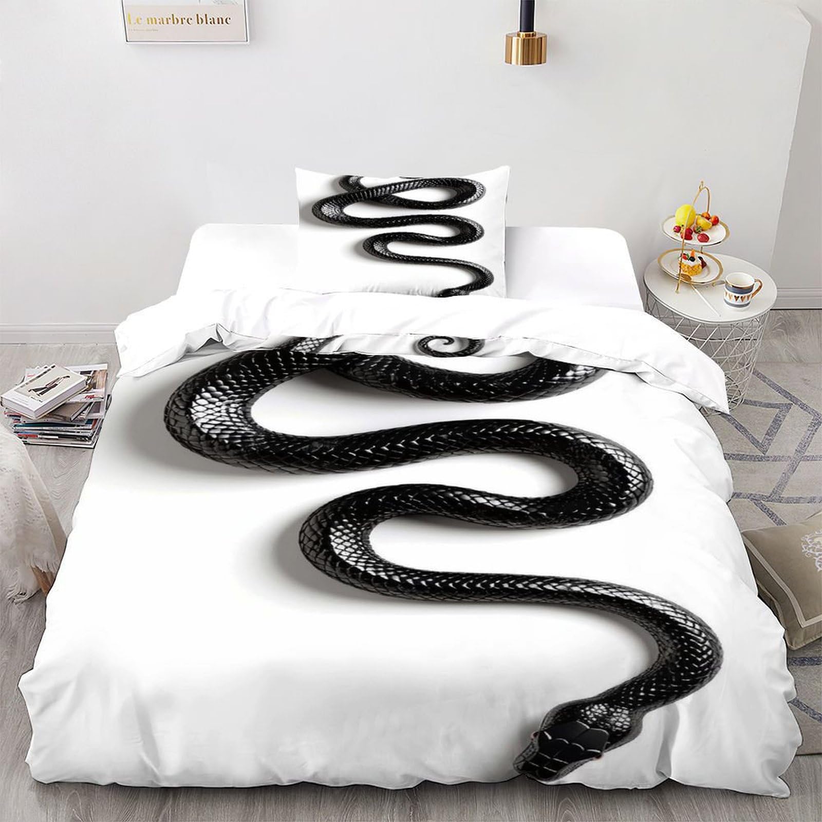 Housse de couette serpent 135x200 pour un lit adulte au style sauvage unique