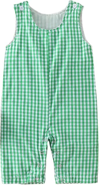 Douhoow Baby Summer Clothes Baby Boy Girl Romper Jumpsuit Plaid Baby Short Legs Overalls Unisex Toddler Outfits