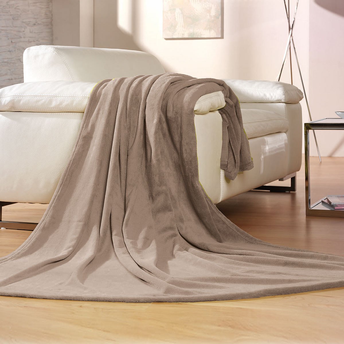 Gözze - Coperta, Memphis, Tessuto Spesso 300 g/m², 100% Poliestere, 220 x 240 cm - Tortora
