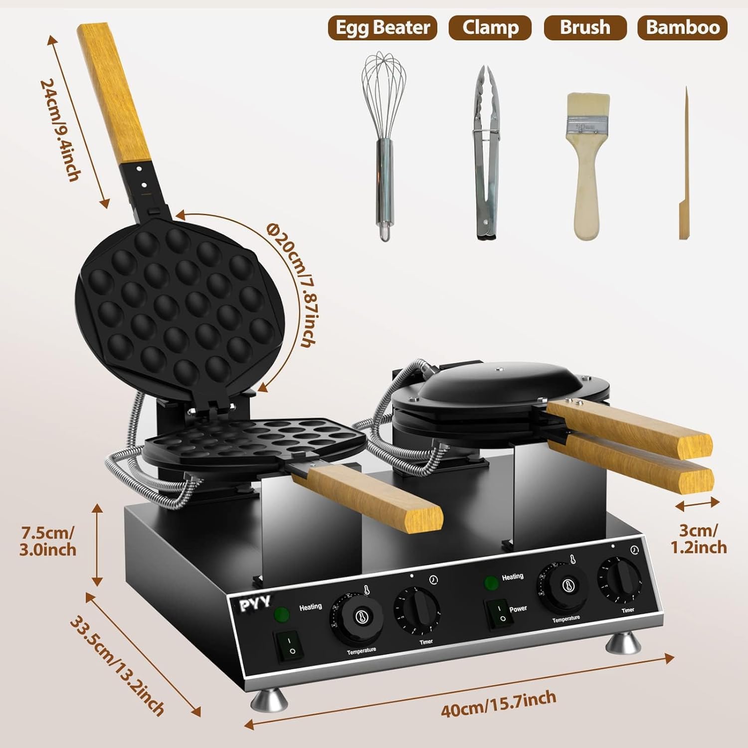 Dual Bubble Waffle Maker with Accessories