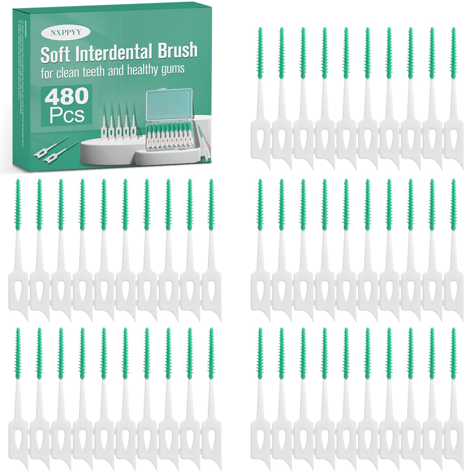 480 Pcs Dental Floss Picks Soft Silicone Tooth Picks Flossers Interdental Brushes with Case Soft Dental Floss Picks