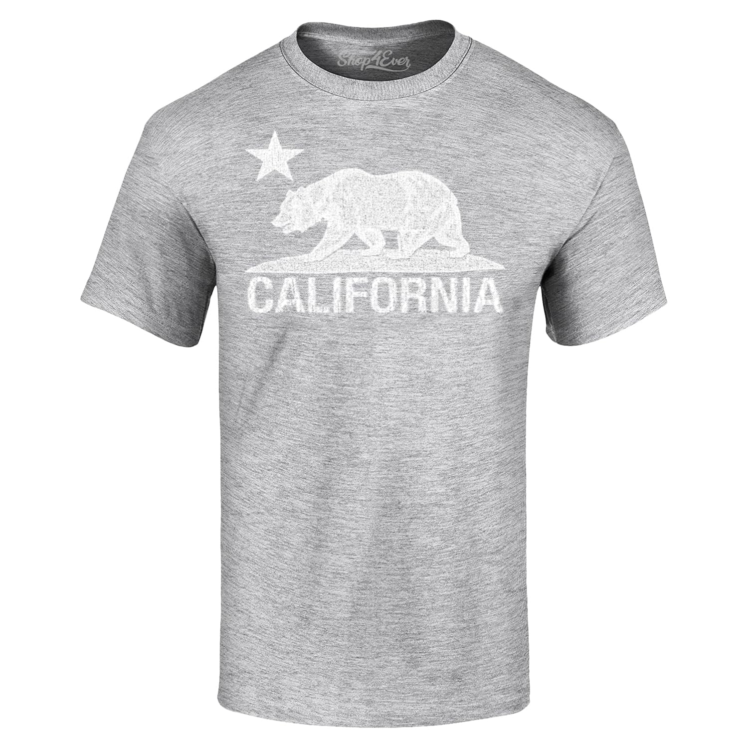 shop4ever California Distressed White Bear T-Shirt Camicie Cali