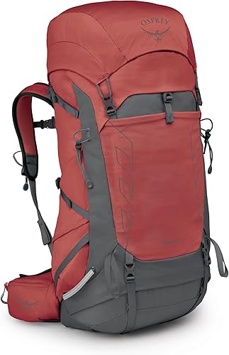 Osprey Tempest 44L Mochila ligera de senderismo para mujer, mochila para viajes y campamento, pampa rojagris carbón, ML