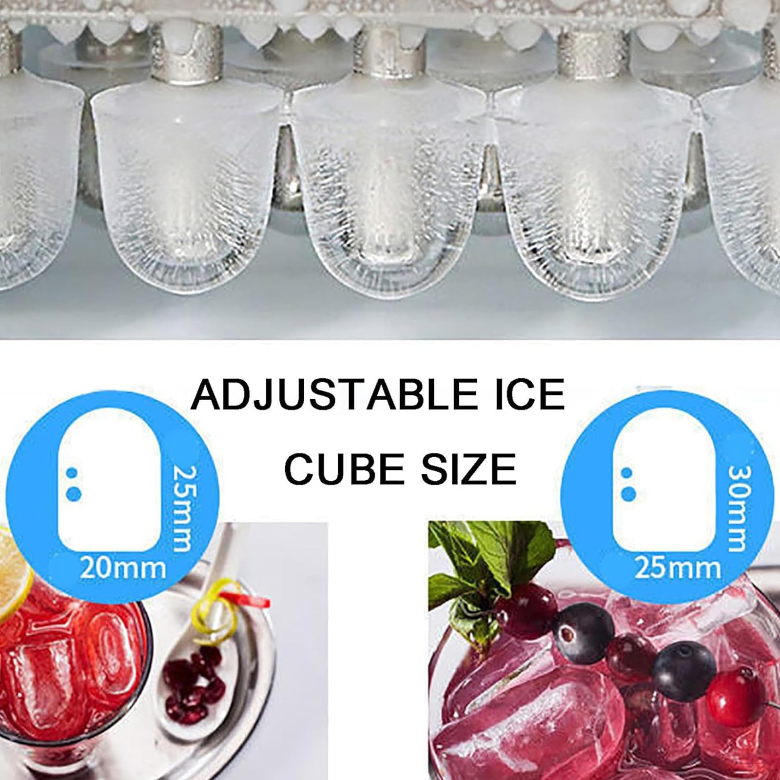 Máquina fabricar Hielo Comercial, máquina fabricar Hielo Industrial, máquina Hacer Cubitos Hielo portátil, Hielo Listo en 6-8 Minutos, para el hogar/Cocina/Oficina/Bar/Fiesta