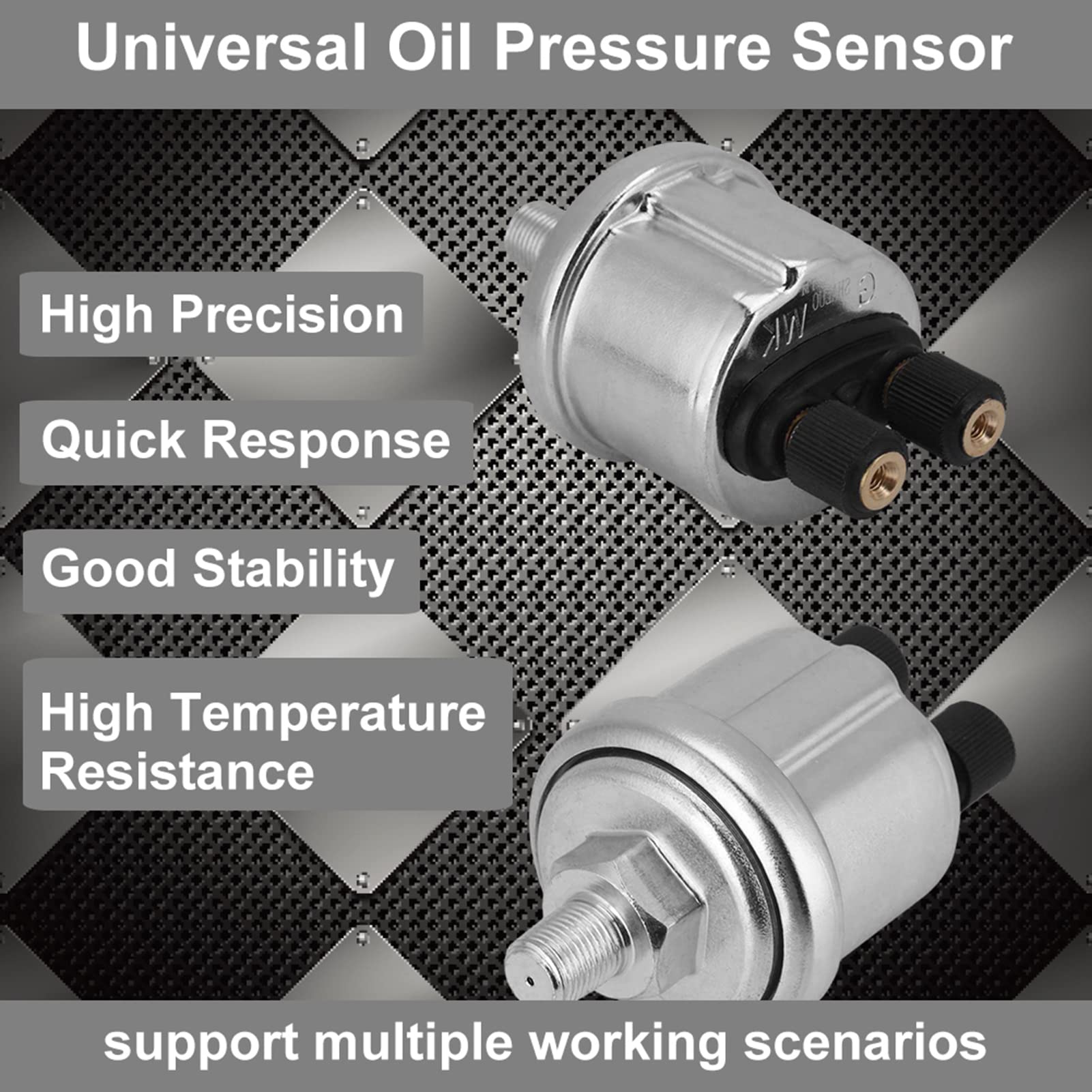 Sensore Pressione Olio, Sensore Pressione Olio Vdo da 0 a 10 Bar Sensore Pressione Olio 1/8NPT Sensore Pressione Olio Universale per Generatore