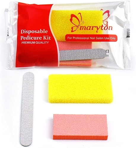 Miniatura 2 de Maryton Kit de pedicura desechable de 3 piezas, lima de uñas de madera grano 100/180, tampón naranja grano 80/100, almohadilla de piedra pómez