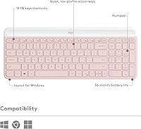 Vista 6 de Logitech MK470 Slim Wireless Keyboard and Mouse Combo - Modern Compact Layout, Ultra Quiet, 2.4 GHz USB Receiver, Plug n' Play Connectivity, Rosa