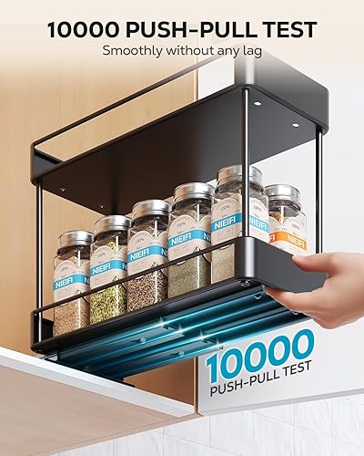Miniatura 3 de Nieifi Organizador de especias para gabinete, estante vertical para especias, fácil de instalar, metal, 4.5 pulgadas de ancho x 10.35 pulgadas de