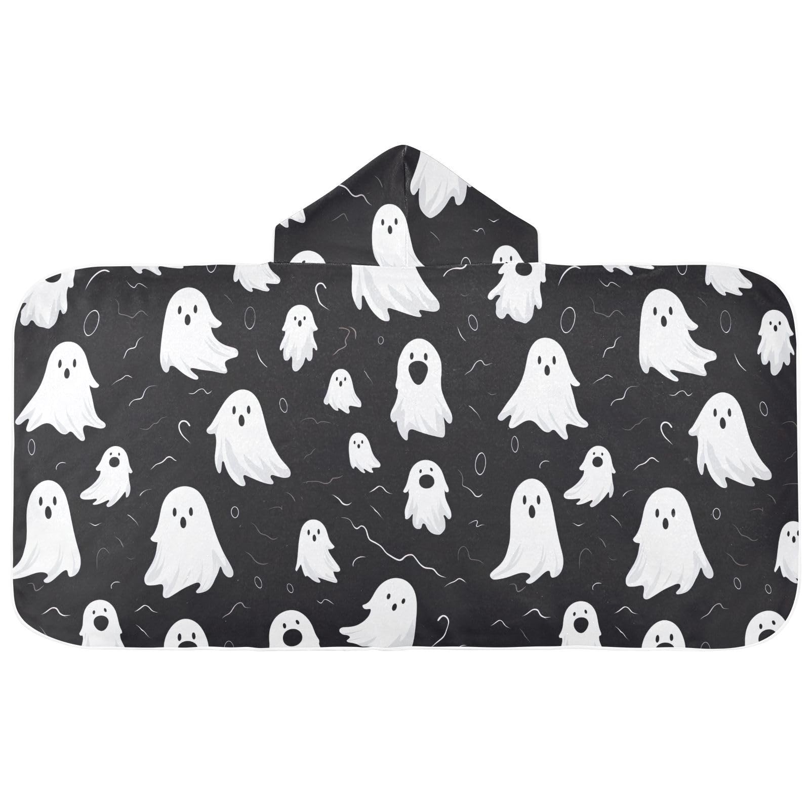 J JOYSAY Halloween Cute Ghost Kids Beach Towels Kids Bath Towels with Hood for Boys Girls Large Swim Pool Beach Towels for Kids Boys 23.5in x 50in